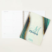 Elegant emerald green marmer faux goud glitter planner (Display)