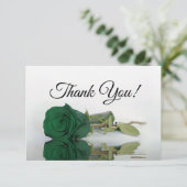 Elegant Emerald Green Mirrored Rose Simple Wedding Bedankkaart (Staand voorkant)