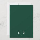 Elegant Emerald Green Monogram Wedding Kaart (Achterkant)