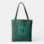 Elegant Emerald Green Monogrammed Botanical Draagtas (Achterkant)