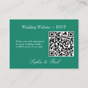Elegant Emerald Green QR-code Website RSVP-kaart Informatiekaartje