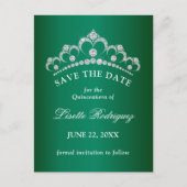 Elegant Emerald Green Quinceanera bewaar de datum Briefkaart (Voorkant)