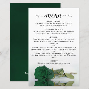 Elegant Emerald Green Roos Budget Wedding Menu