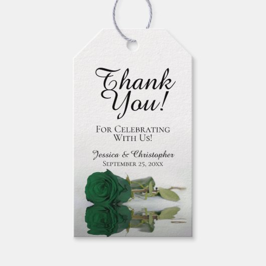 Elegant Emerald Green Roos Chic Wedding Bedankt Cadeaulabel (Voorkant)