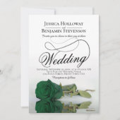 Elegant Emerald Green Roos Fancy QR Code Weddensch Kaart (Voorkant)