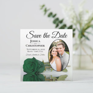 Elegant Emerald Green Roos met Oval Photo Weddensc Save The Date