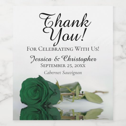 Elegant Emerald Green Roos Weddenschap Hartelijk d Wijn Etiket (Enkel label)