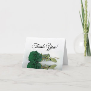 Elegant Emerald Green Roos Wedding Photo Inside Bedankkaart