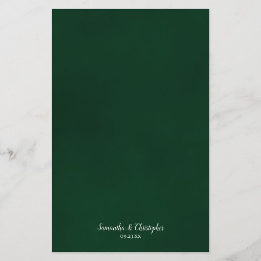 Élégant Emerald Green Rose Budget Mariage Menu (Dos)