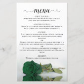 Élégant Emerald Green Rose Budget Mariage Menu (Devant)