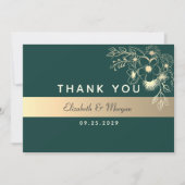Elegant Emerald Green Wedding Bedankkaart (Voorkant)