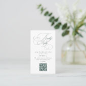 Elegant Emerald Green Wedding QR Code Please Reply Visitekaartje (Staand voorkant)