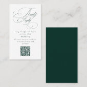 Elegant Emerald Green Wedding QR Code Please Reply Visitekaartje (Voorkant / Achterkant)