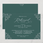 Elegant Emerald Green Wedding Rehearsal Dinner Kaart (Voorkant / Achterkant)