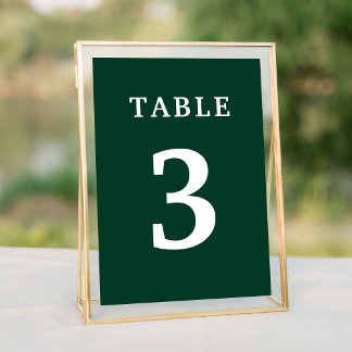 Elegant Emerald Green Wedding Table Number Kaart