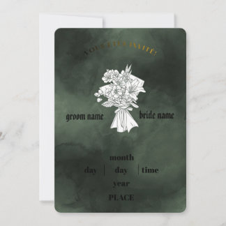 Elegant Emerald Green & White Floral Wedding Invit Kaart