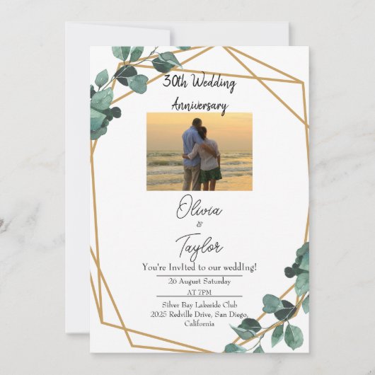 Elegant Emerald Greenery bruiloft Jubileum Kaart (Voorkant)