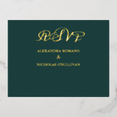 Elegant Emerald Wedding Meal Choice RSVP Folie Kaa Folie Uitnodiging Briefkaart (Voorkant)