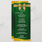 Elégant émeraude Vert et orMariage Menu du dîner (Devant / Derrière)