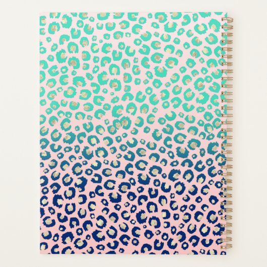 Élégant empreinte de léopard or bleu Mint Gradient (Dos)