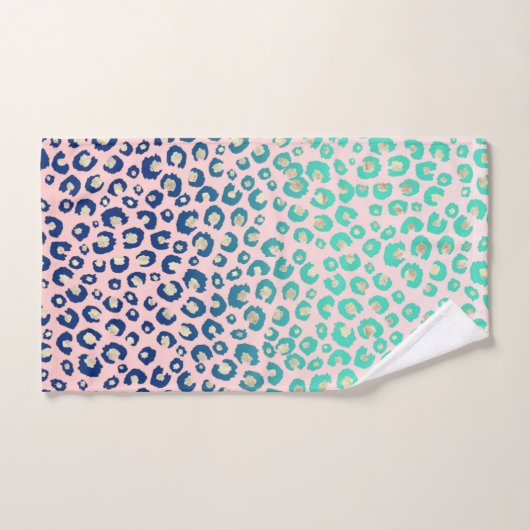 Élégant empreinte de léopard or bleu Mint Gradient (Serviette à main)