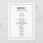 Elegant en chique paar douche Vrijgezellenfeest Menu (Voorkant)