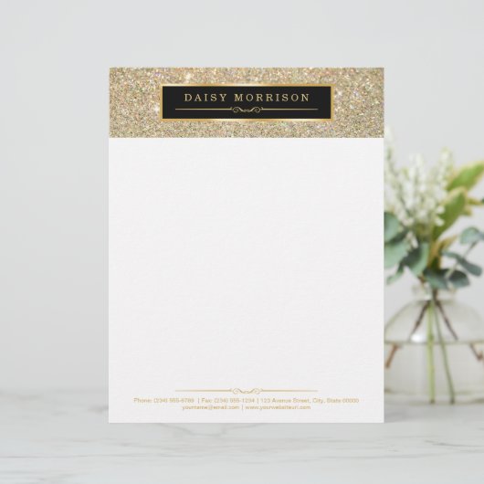 Elegant en Classy Gold Glitter Sparkles Briefhoofd Ontwerp (Staand voorkant)