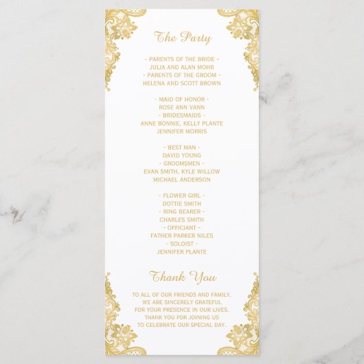Elegant en Classy Gold Lace Wedding Program Programma (Achterkant)