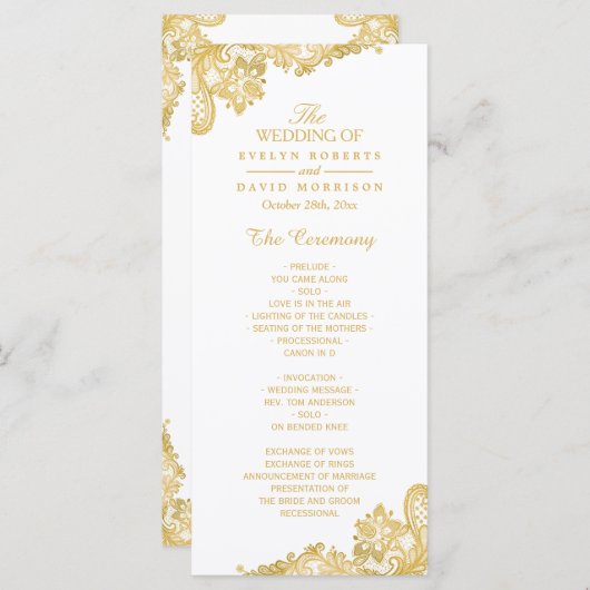 Elegant en Classy Gold Lace Wedding Program Programma (Voorkant / Achterkant)
