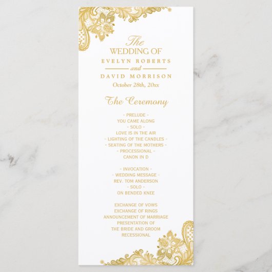 Elegant en Classy Gold Lace Wedding Program Programma (Voorkant)
