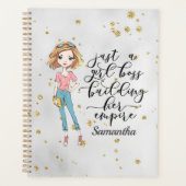 Elegant en Cute Lady | Girl Boss | Grijs Planner (Voorkant)