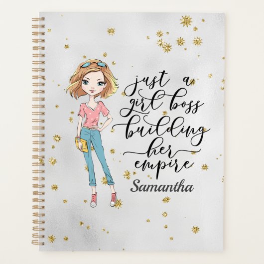Elegant en Cute Lady | Girl Boss | Grijs Planner (Voorkant)
