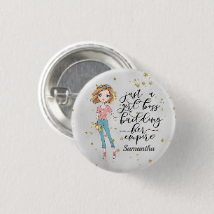 Elegant en Cute Lady   Girl Boss   Grijs Ronde Button 3,2 Cm