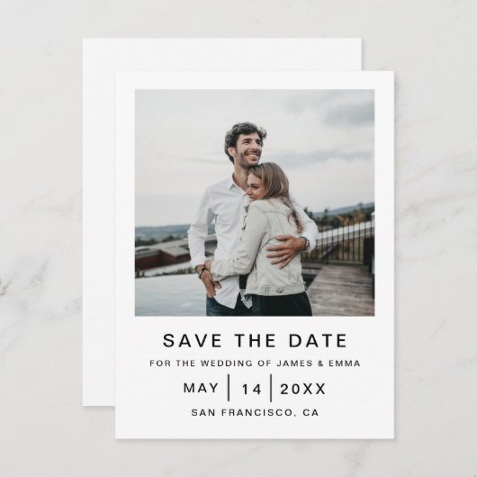 Elegant en eenvoudig gematigd dragen sparen de Dat Uitnodiging Briefkaart (Voorkant / Achterkant)