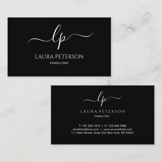 Elegant en eenvoudig handgeschreven script kalligr visitekaartje (Voorkant / Achterkant)