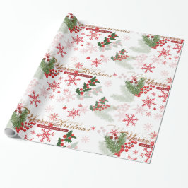Elegant en eenvoudig kerstpatroon cadeaupapier