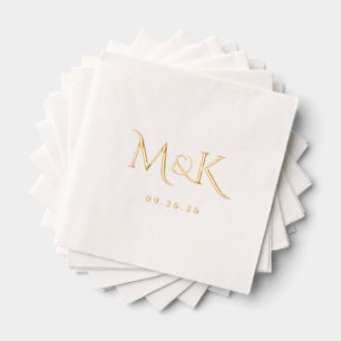 Elegant en Eenvoudig Trouwmonogram Folie Servetten