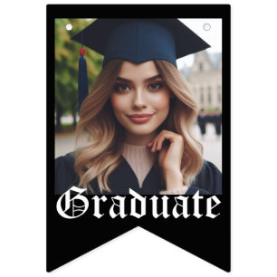 Elegant en eenvoudig zwart Afstuderen foto-Afstude Vlaggetjes
