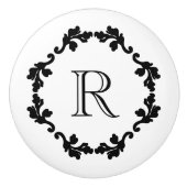Elegant en eenvoudig zwart-wit monogram keramische knop (Voorkant)