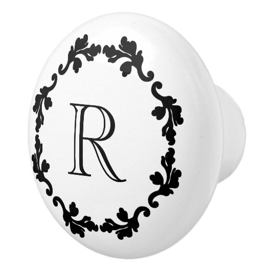 Elegant en eenvoudig zwart-wit monogram keramische knop (Rechts)