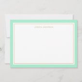 Elegant en feminine Mint Gold Border op maat Notitiekaartje (Voorkant)