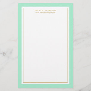 Elegant en feminine Mint Gold op maat Briefpapier