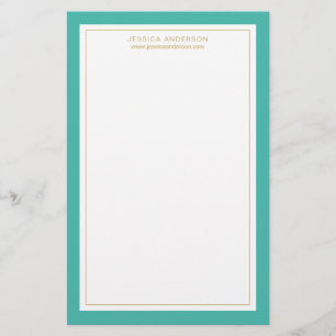 Elegant en Feminine Turquoise Gold , op maat gesne Briefpapier