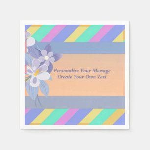 Elegant en  Floral Pastel Stripes personaliseren Servet