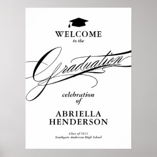 Elegant en formeel script afstudeerwelkom poster