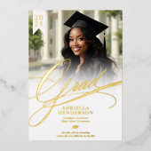 Elegant en formeel Script Afstuderen Folie Uitnodiging (Voorkant)