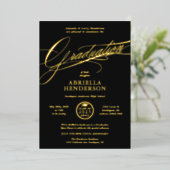 Elegant en formeel script Afstuderen Folie Uitnodiging (Staand Voorkant)