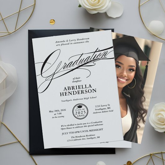 Elegant en formeel script Afstuderen Kaart