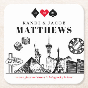Elegant en Fun Las Vegas Wedding Vierkante Kartonnen Onderzetter