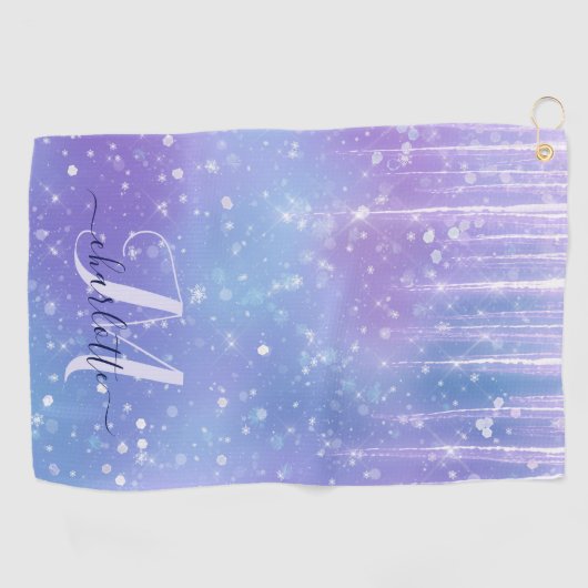 Elegant en Glitzy Paars Golfhanddoek (Horizontaal)